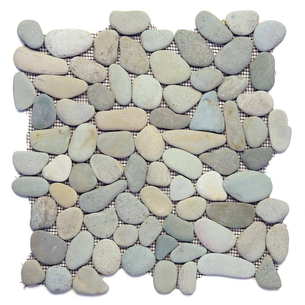 Solistone River Rock Turquoise 12 In X 12 In X 127 Mm Natural Stone Pebble Mosaic Floor And Wall Tile 10 Sq Ft Case 6006 The Home Depot