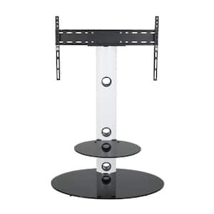 Lugano 31.5 in. White Glass Pedestal TV Stand Fits TVs Up to 65 in. with Flat Screen Mount