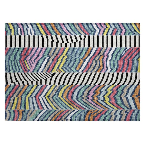 Chantille Machine Washable Indoor/Outdoor Abstract ACN3044 Navy 2 ft. x 3 ft. Accent Rug