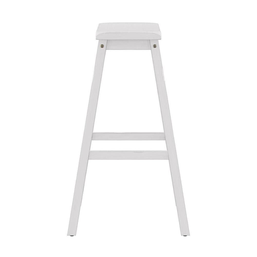 Sea White Wood Saddle Seat Backless Swivel Bar Stool