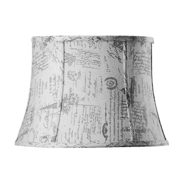 Home Decorators Collection Tapered Medium 16 in. Diameter French Script Linen Drum Shades