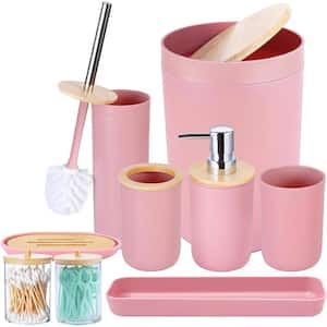 9Pcs Pink Bathroom Accessories Set-Pink