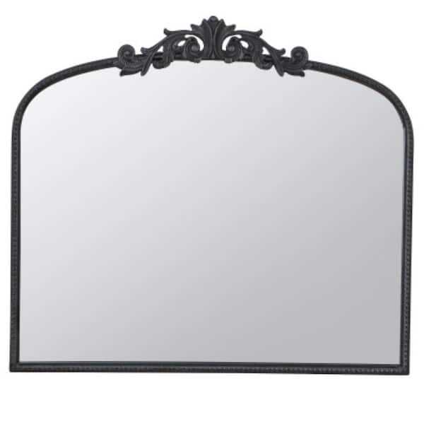 Afoxsos 40 in. x 31 in. Classic Large Wall Mounted Arch Mirror for Home Decor, Black