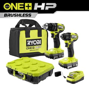 ONE+ HP 18V Brushless Cordless Compact Drill & Impact Driver Kit w/Batteries, Charger, and Bag w/LINK Standard Tool Box
