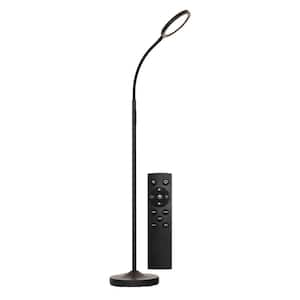 Upgraded 69 in. Black 1-Light Smart Dimmable Standard LED Floor Lamp for Living Room with Acrylic Round Shade and Remote