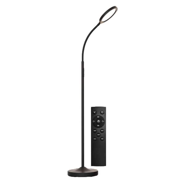 Lukyamzn Upgraded 69 in. Black 1-Light Smart Dimmable Standard LED Floor Lamp for Living Room with Acrylic Round Shade and Remote