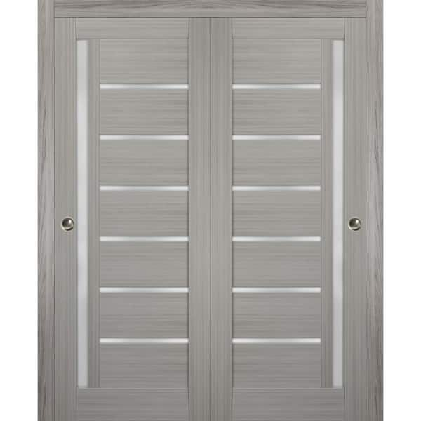 Sartodoors 64 in. x 80 in. Single Panel Gray Finished MDF Sliding Door with Top Mount Kit