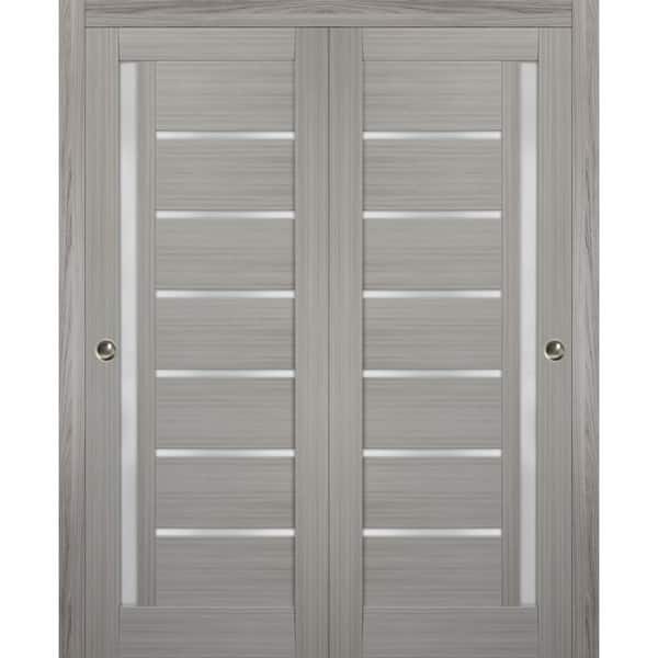 Sartodoors 72 in. x 80 in. Single Panel Gray Finished MDF Sliding Door with Top Mount Kit