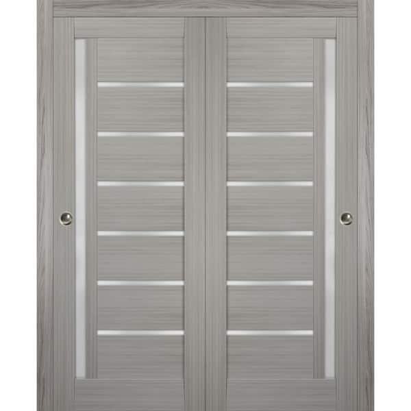 Sartodoors 84 in. x 96 in. Single Panel Gray MDF Sliding Door with Top Mount Kit
