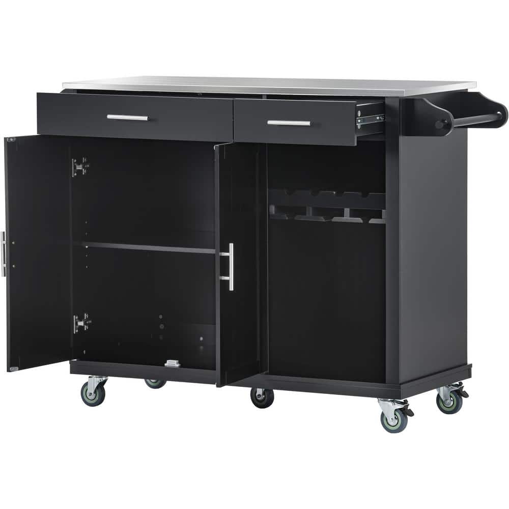 51 in. W x 18 in. D x 36.6 in. H Bathroom Black Linen Cabinet