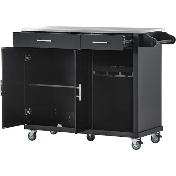 Unbranded 51 in. W x 18 in. D x 36.6 in. H Bathroom Black Linen Cabinet