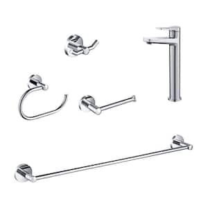 Indy Single Hole Single-Handle Vessel Bathroom Faucet with Towel Bar, Paper Holder, Towel Ring and Robe Hook in Chrome