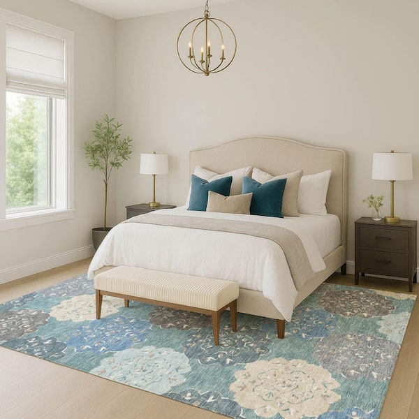 Chantille Machine Washable Indoor/Outdoor Abstract ACN2353 Teal 3 ft. x 4 ft. Area Rug