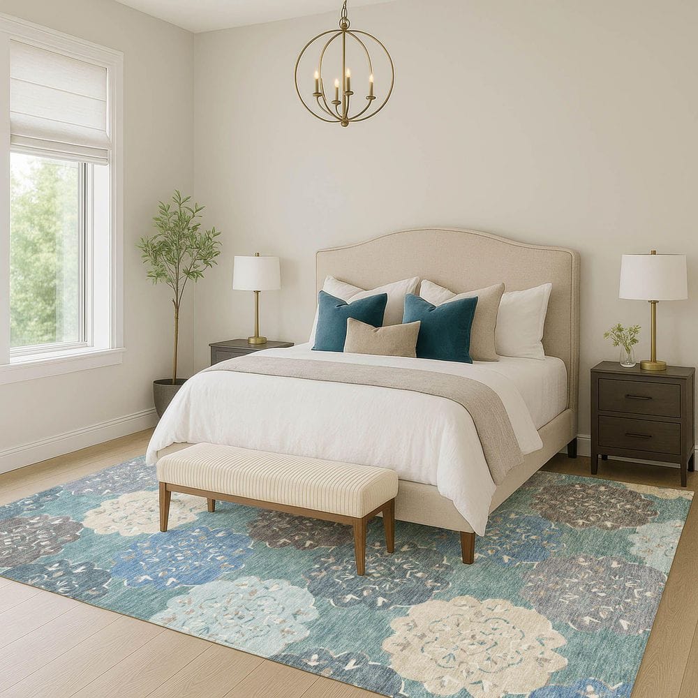 Chantille Machine Washable Indoor/Outdoor Abstract ACN2353 Teal 5 ft. x 7 ft. 6 in. Area Rug price history on PriceWatchPro