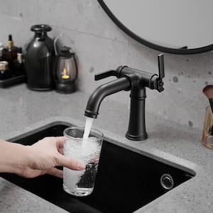 Double Handle Industrial Style Bathroom Faucet Lavatory Mixer Tap Commercial Vanity In Matte Black