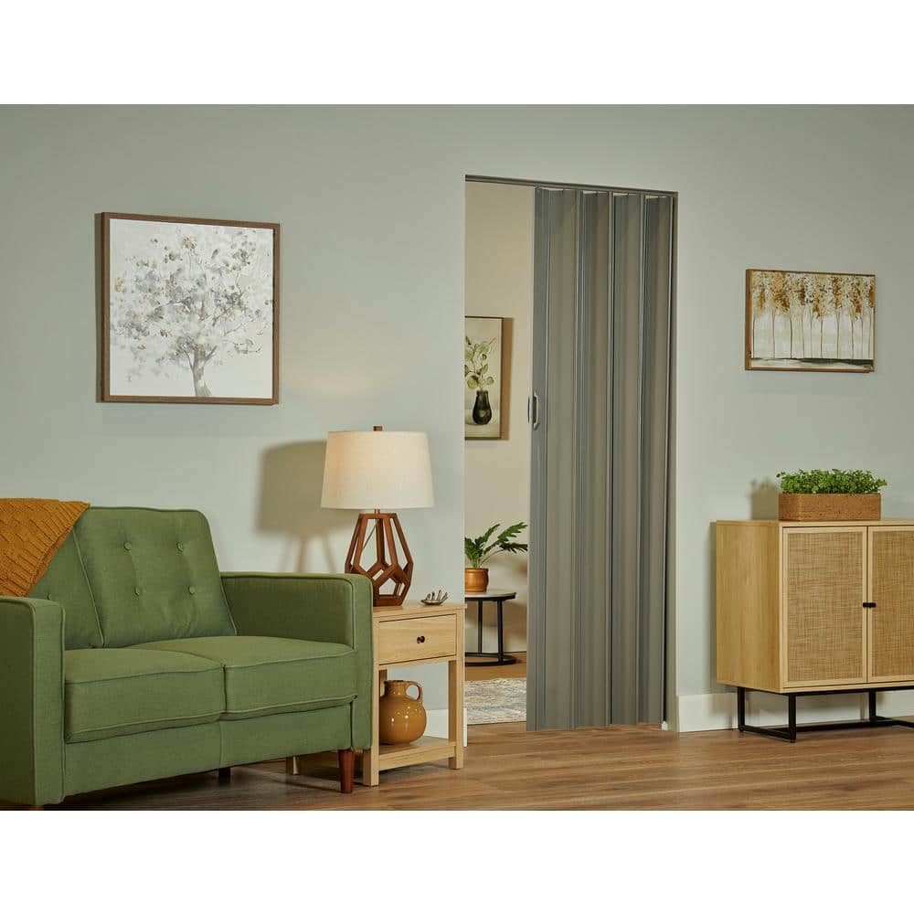 Sienna 36" x 80" Grey Vinyl Folding Door with Hardware
