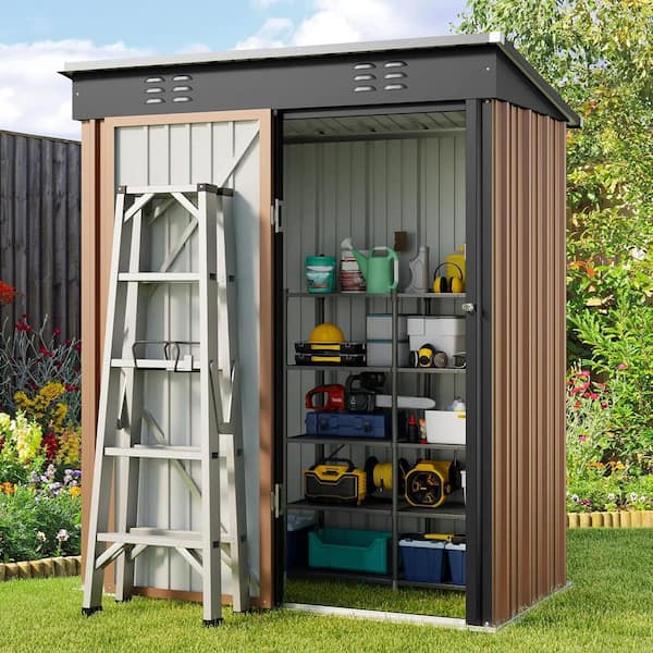 Lofka 5 ft. W x 3 ft. D Outdoor Storage Metal Shed with Double