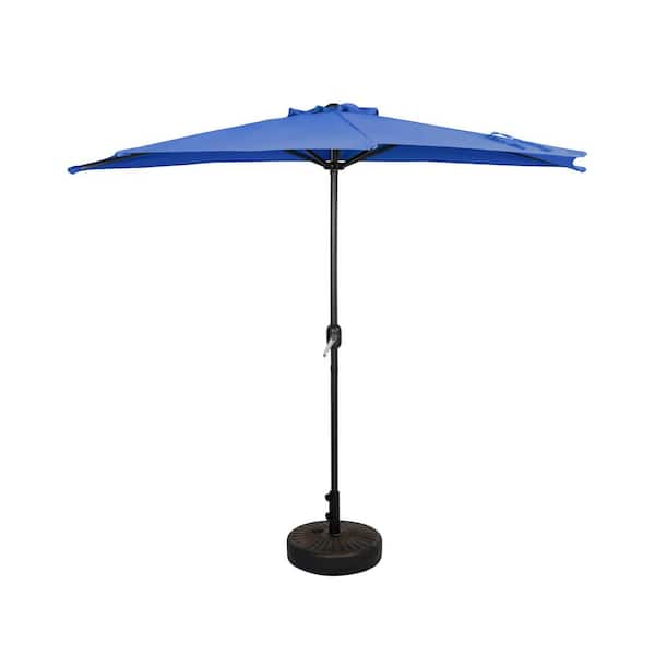 WESTIN OUTDOOR Fiji 9 ft. Market Half Patio Umbrella with Bronze Round Base in Royal Blue