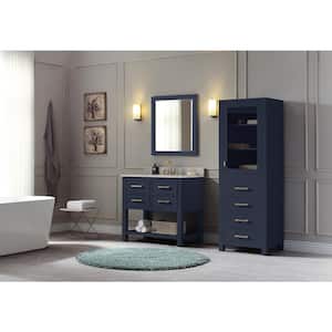 Brooks 37 in. W x 22 in. D x 35 in. H Bath Vanity in Navy Blue with Marble Vanity Top in White and White Basin