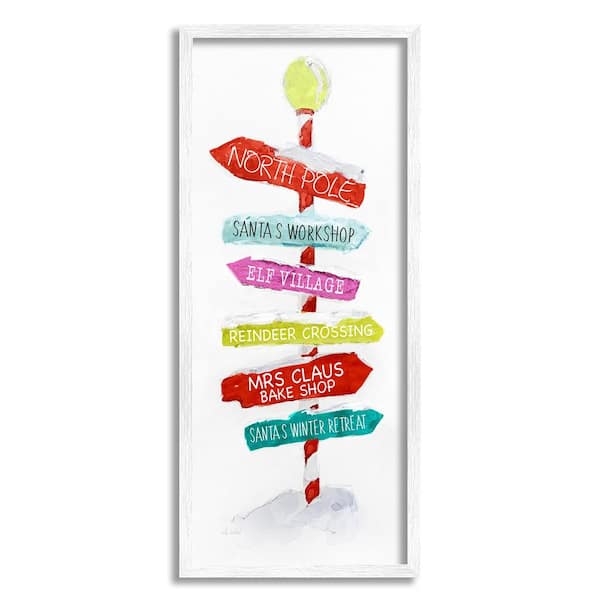 Stupell Industries Holiday Directional Sign by Sally Swatland 1-Piece Framed Graphic Print Typography Poster Art Print 24 in. x 10 in.