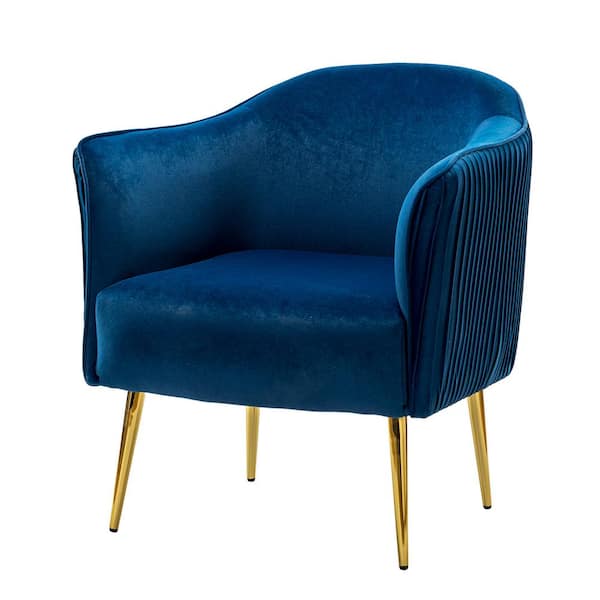 JAYDEN CREATION Juliis Navy Barrel Chair with Metal Legs