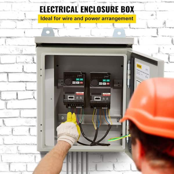 8x16x16 in. Electrical Box Enclosure NEMA 4X Outdoor Junction Box Carbon Steel Hinged with Rain Hood for Outdoor Indoor