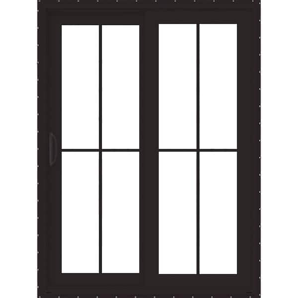V4500 60x80 Right-Hand Low-E Black Vinyl Double Prehung Patio Door w/ White Interior
