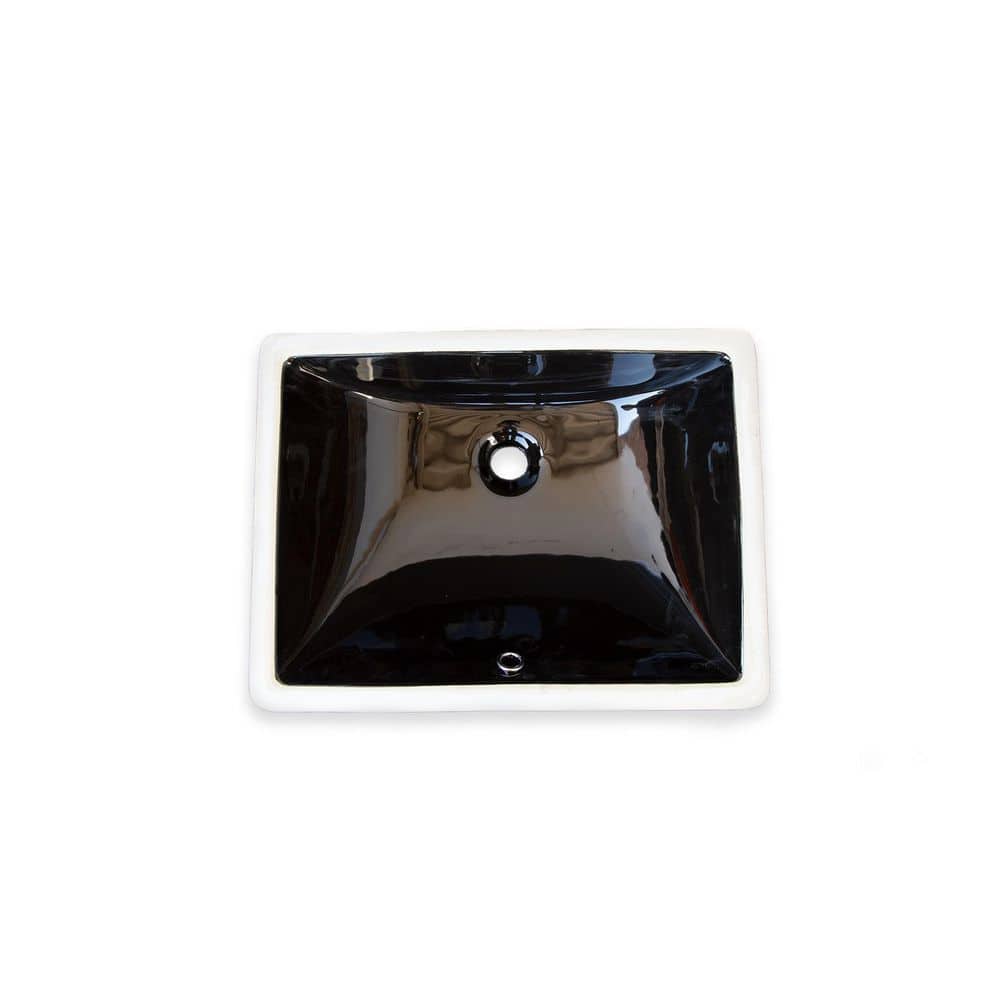 Ebony 20-Inch Rectangular Ceramic Undermount Bathroom Sink
