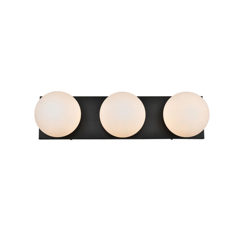 Simply Living 22 in. 3-Light Modern Black Vanity Light with Frosted White R
