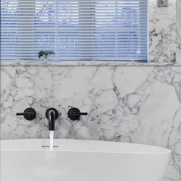 Double Handle Wall Mounted Bathroom Faucet with Rough-in Valve Included in Solid Brass Matte Black