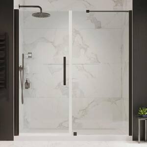Pasadena 60 in. L x 32 in. W x 72 in. H Alcove Shower Kit w/Pivot Frameless Shower Door in ORB w/ Shelves and Shower Pan