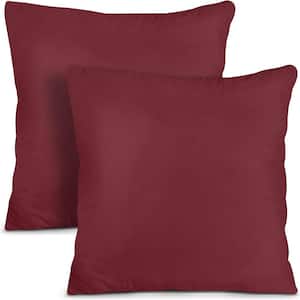 Pillow 18 in. x 18 in. Sunbrella 2-Piece Deep Seating Outdoor Loveseat Cushion Insert Wine Red