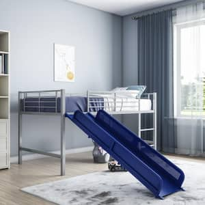 Jade Silver Metal Junior Loft Bed With Blue Slide