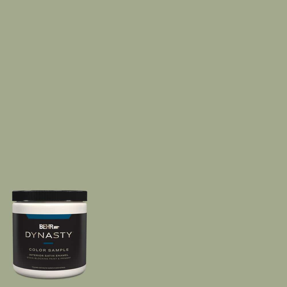 BEHR DYNASTY 8 oz. #420F-4 Sagey Satin Enamel Stain-Blocking Interior ...