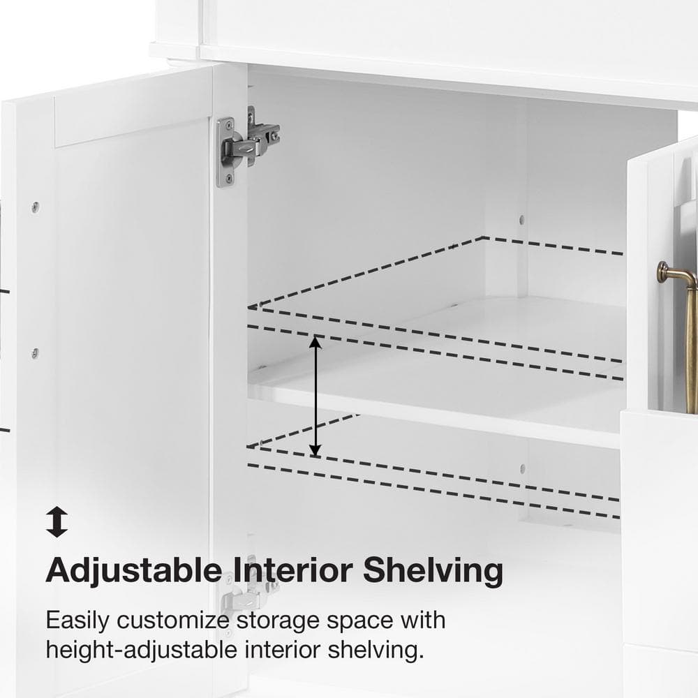 Salisbury 72" Pure White Double Sink Bathroom Vanity with Brass Hardware
