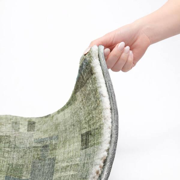 Dream Shag Premium Machine Washable Abstract ADS639 Green 10 ft. x 14 ft. Area Rug