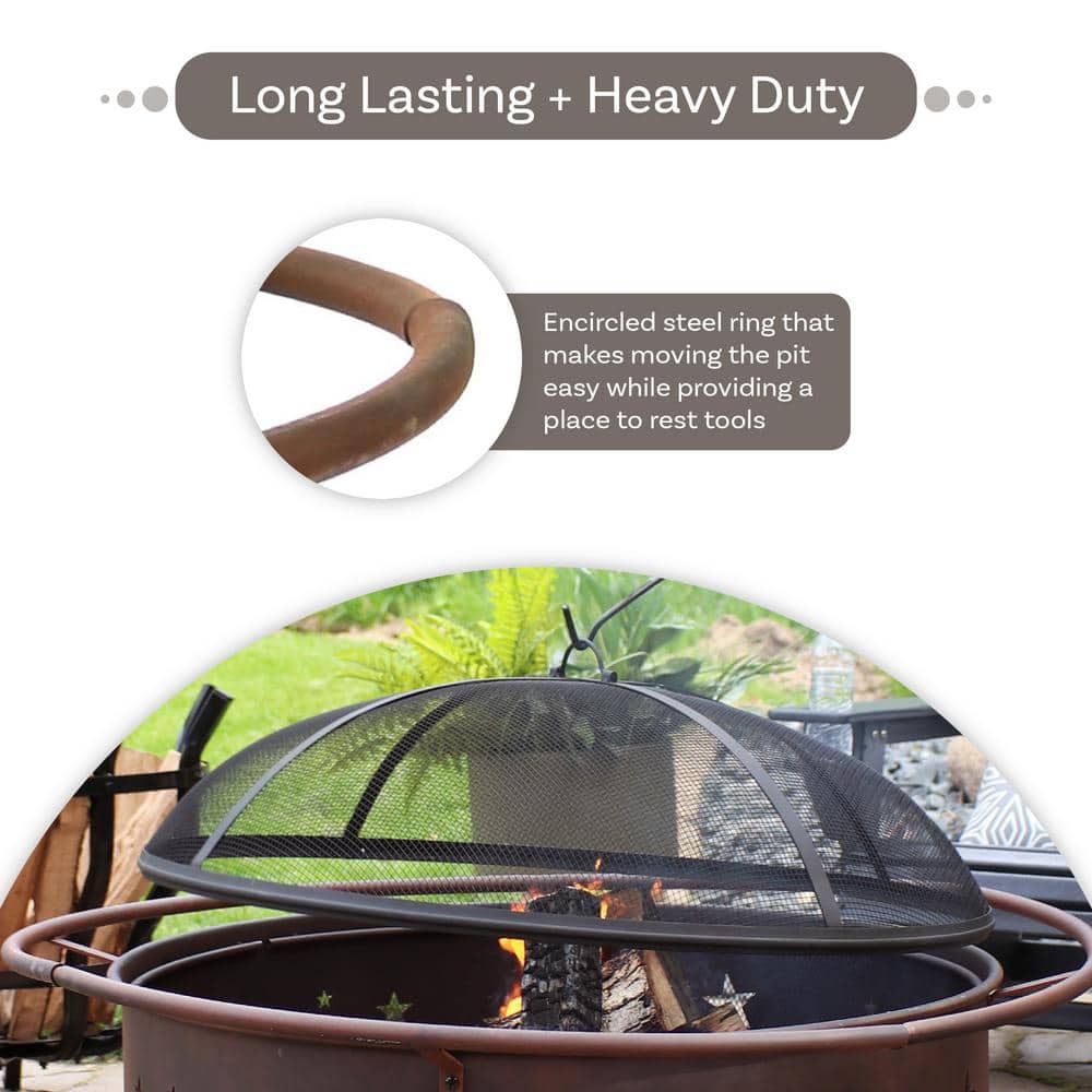 Sunnydaze 42" Bronze Wood-Burning Fire Pit with Spark Screen