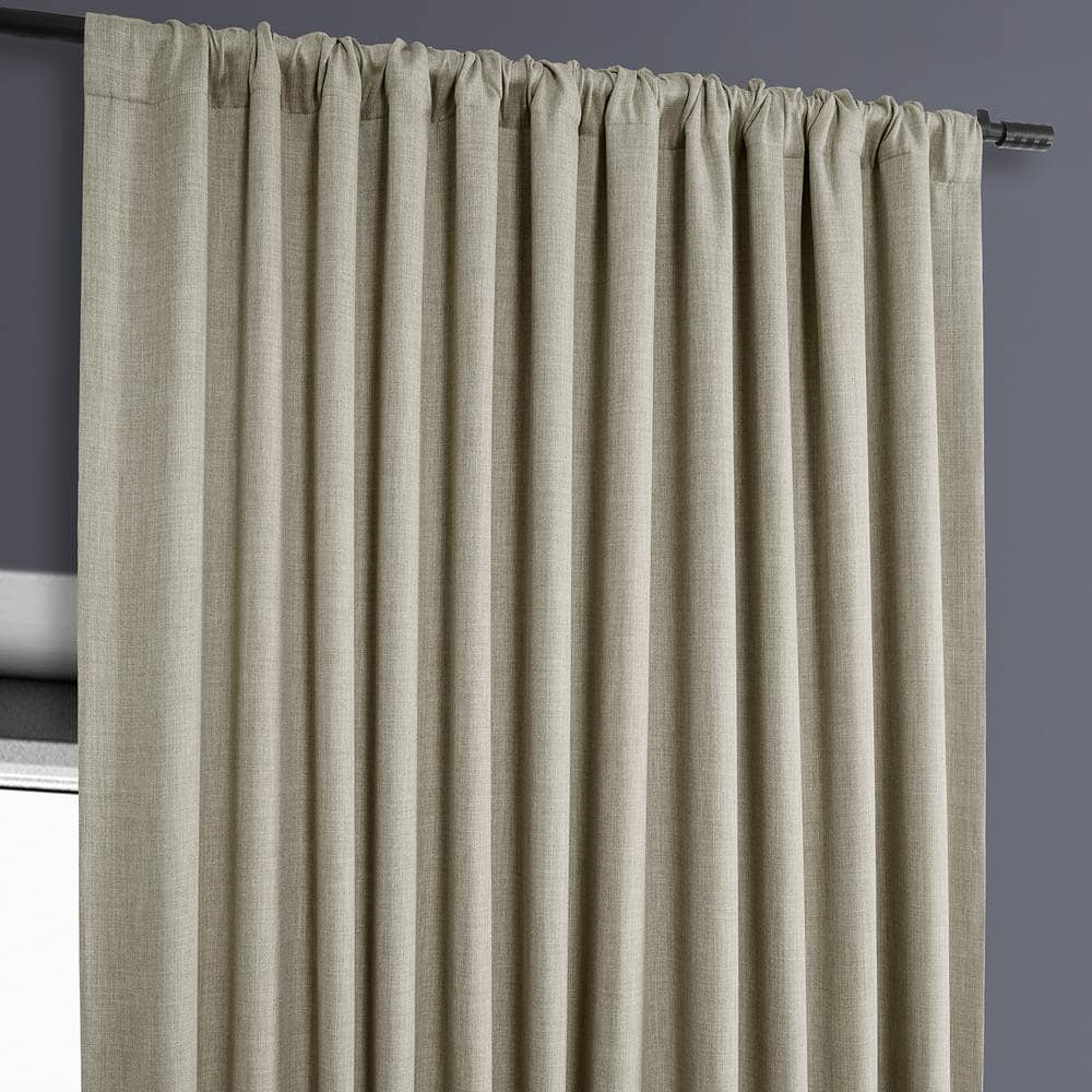 Oatmeal Beige Faux Linen Extra Wide Room Darkening Curtain - 100 in. W X 96 in. L (1 Panel)