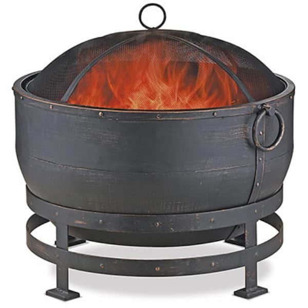 Endless Summer 27.2 in. x 25.2 in. Round Oil Rubbed Bronze Round Wood Burning Outdoor Firebowl Kettle with Mesh Spark Guard