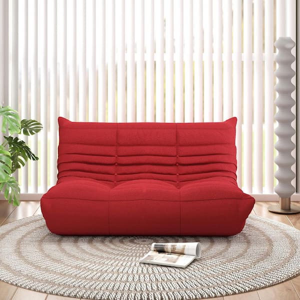 Magic Home 53 in. Red Rectangle Velvet 2 Seats Loveseat Armless Fireside Chair Accent Bean Bag for Living Room Salon
