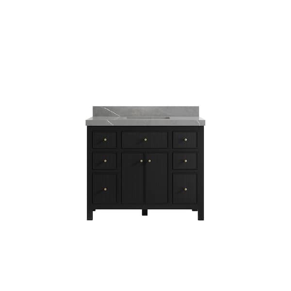 Willow Collections Sonoma 42 in.W x 22 in.D x 36 in. H Bath Vanity in Black with 2 in.Piatra Quartz Top