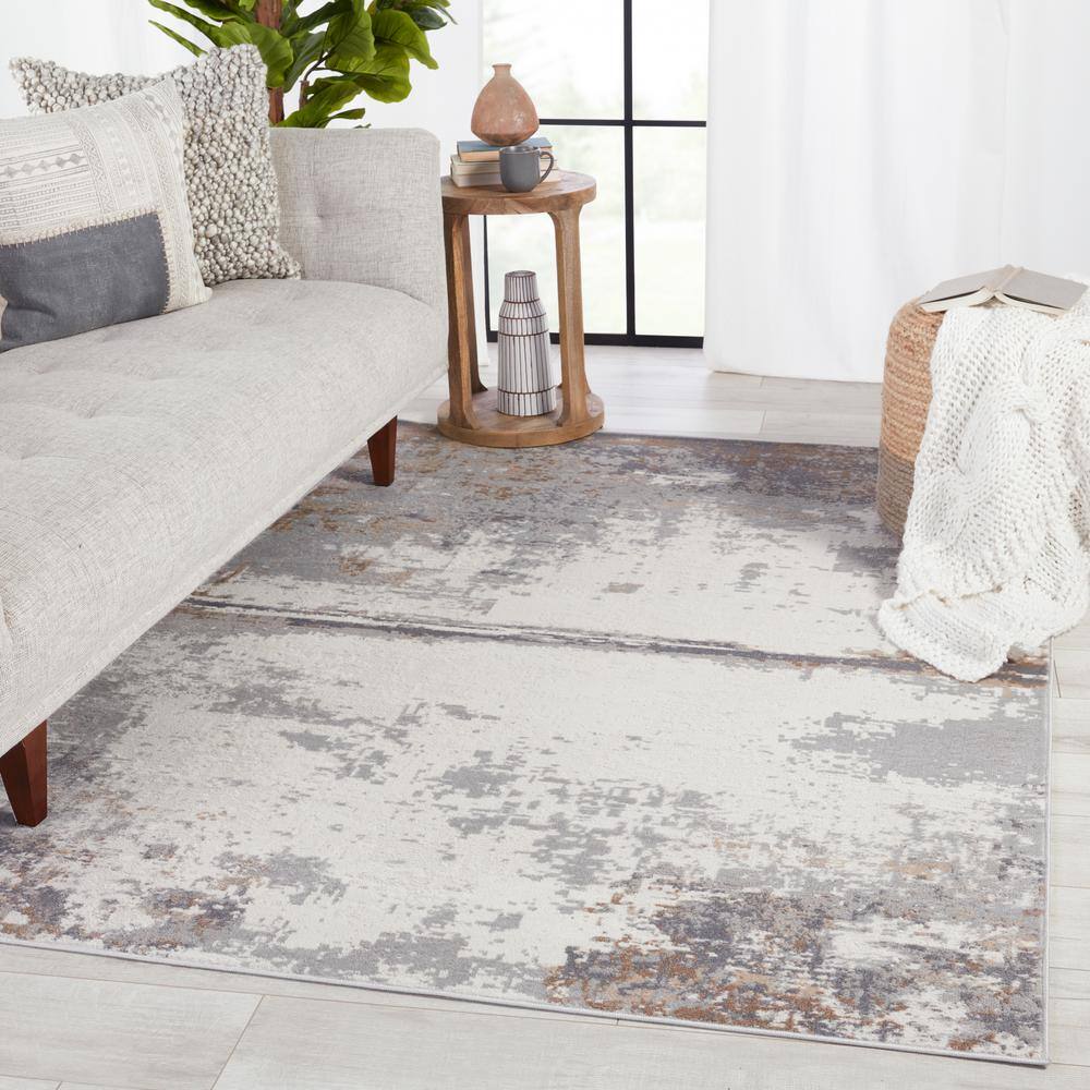 Grotto Treyton Abstract Gray and Tan 8'x10' Washable Area Rug