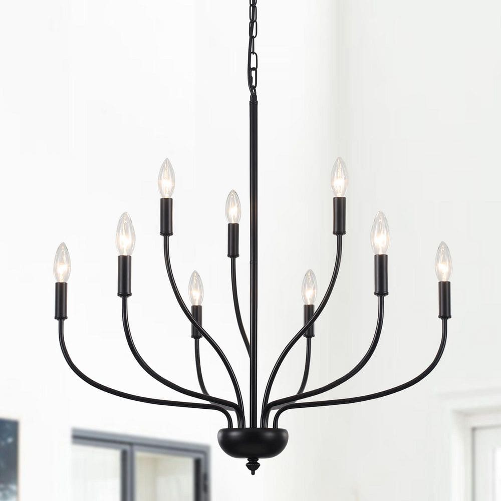 9-Light Modern Farmhouse Black Chandelier Classic Candlestick Dining Room Pendant Light price history on PriceWatchPro