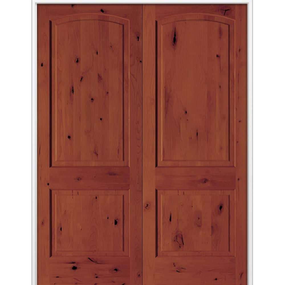Krosswood Doors 56 in. x 96 in. Rustic 2-Panel Arch Top Universal ...