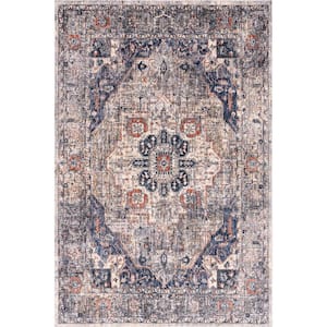 Saffron Traditional Medallion Navy 6 ft. 7 in. x 9 ft. Area Rug