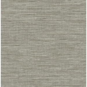 Exhale Grey Faux Grasscloth Paper Strippable Roll Wallpaper (Covers 56.4 sq. ft.)