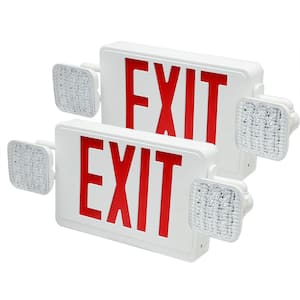120-Volt to 277-Volt Integrated White LED Exit Sign LED Emergency Light (2-Pack)