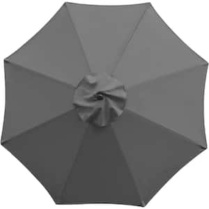 9 ft. Patio Umbrella Replacement Canopy Market Umbrella Top Outdoor Umbrella Canopy with 8 Ribs in Dark Gray