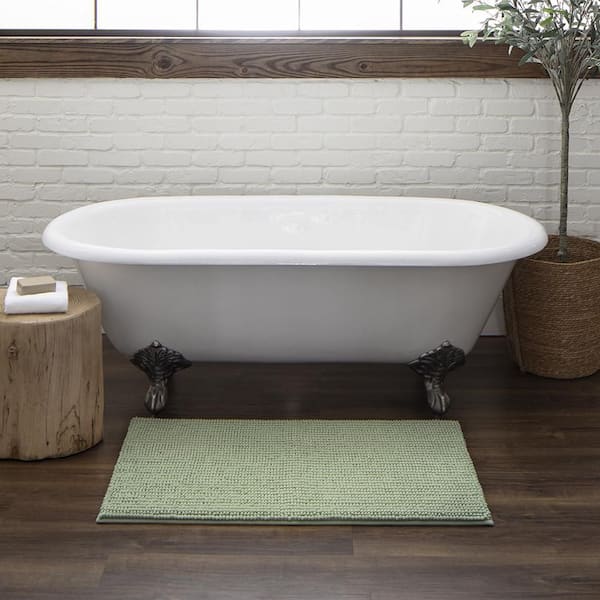 Homespun Noodle 27 in. x 45 in. Oregano Green Polyester Machine Washable Bath Mat