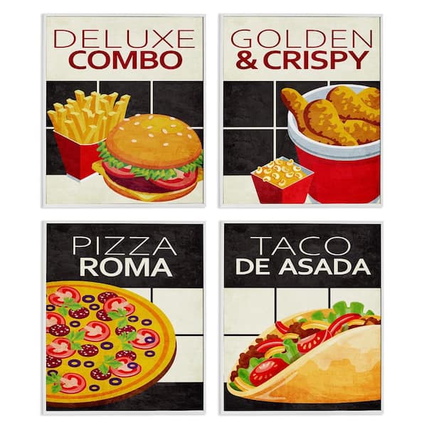 Fast Food American Cuisine by Kim Allen 4 Piece White Framed Food Giclee Art Print 20 in. x 16 in.